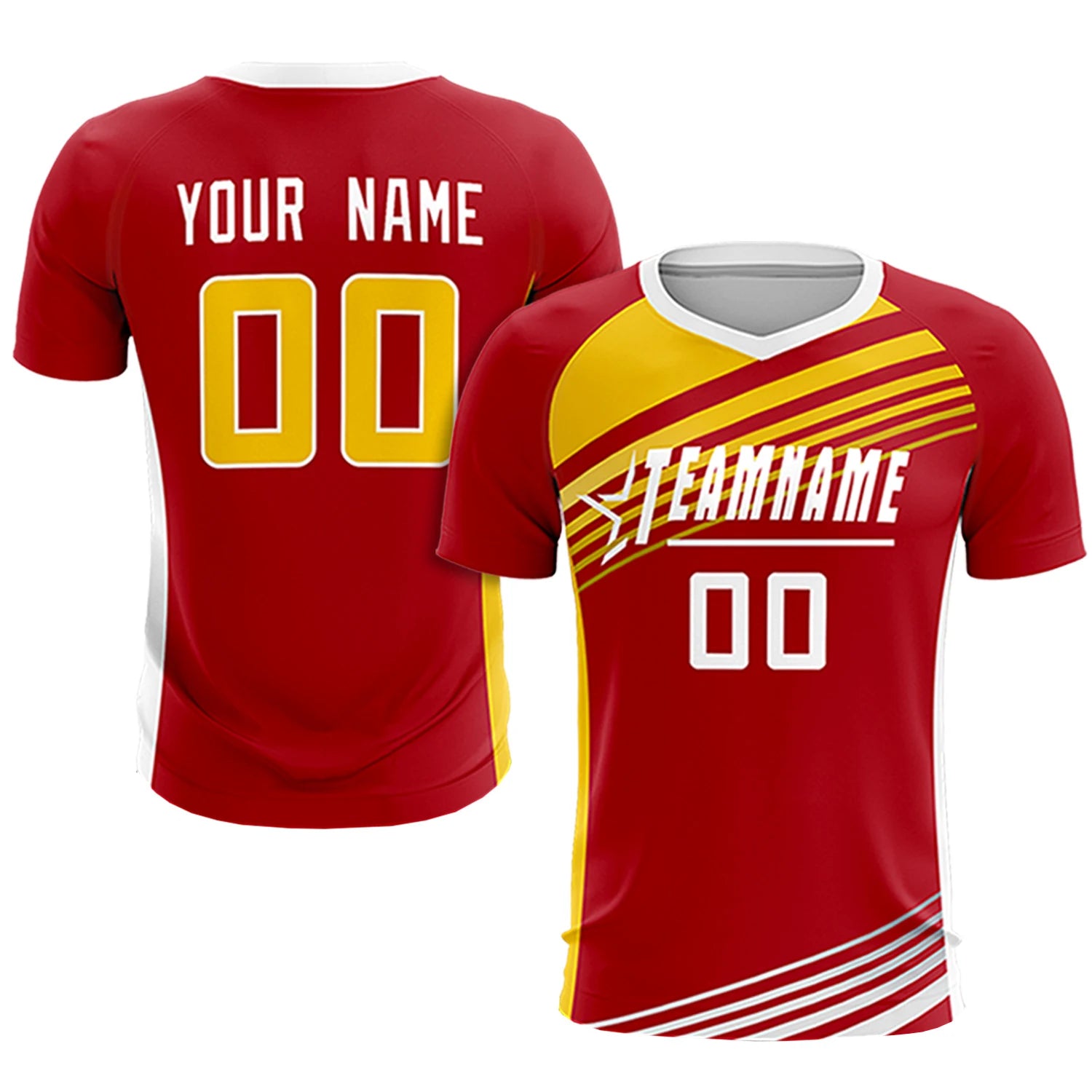 Custom Red Yellow-White Gradient Sport Soccer Sets Jersey