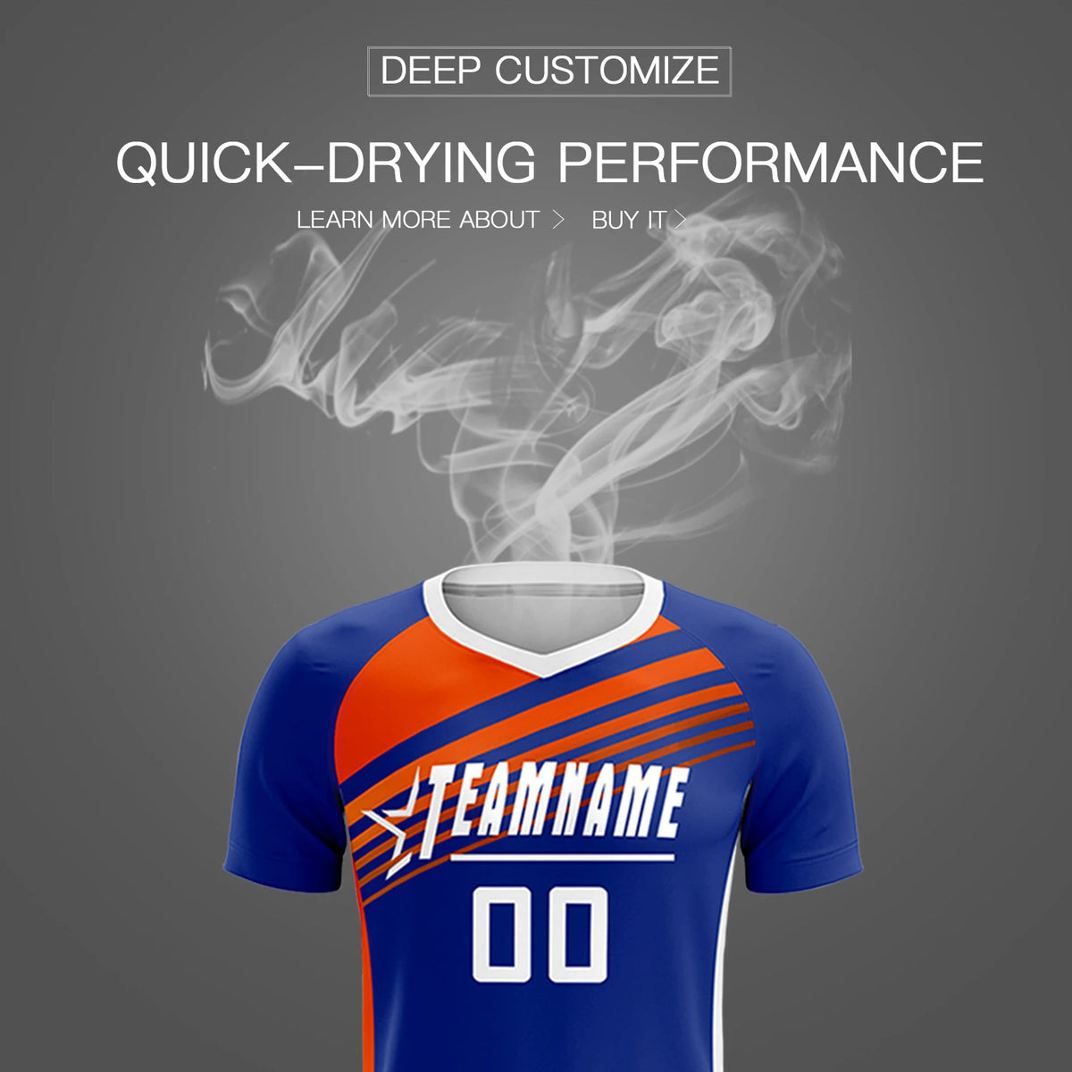 Custom Royal Blue Orange-White Gradient Sport Soccer Sets Jersey