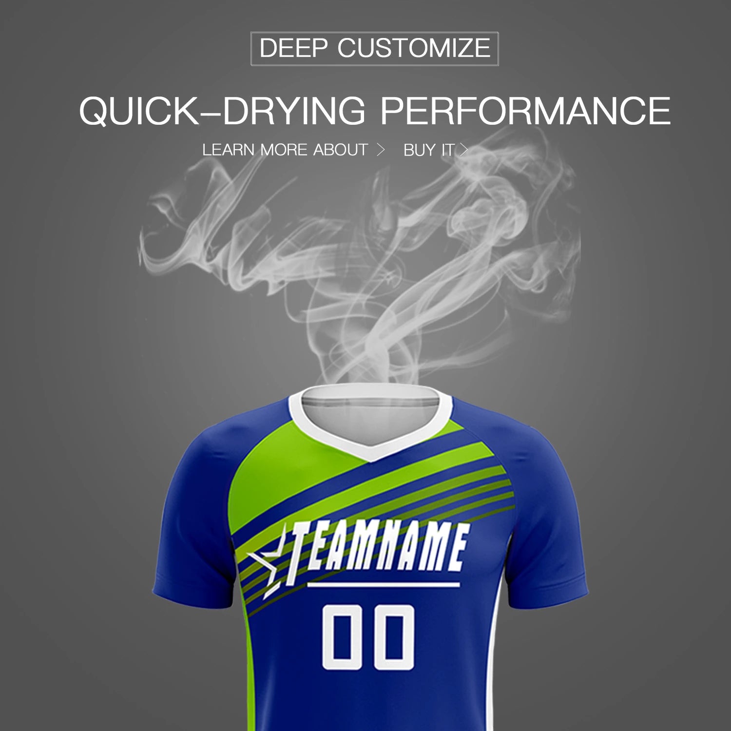 Custom Royal Blue Neon Green-White Gradient Sport Soccer Sets Jersey