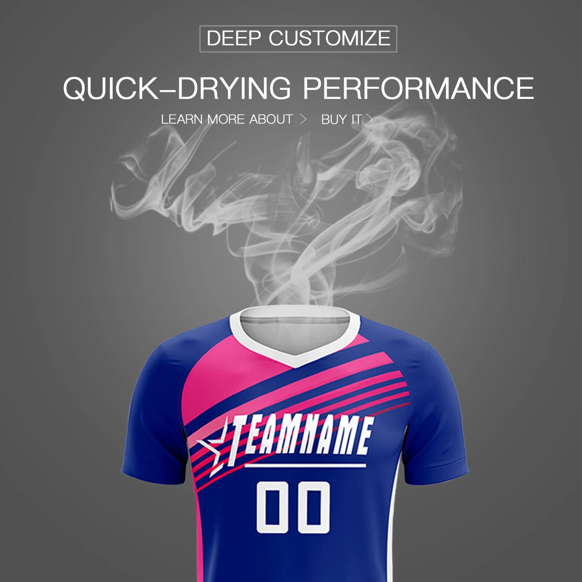 Custom Royal Blue Pink-White Gradient Sport Soccer Sets Jersey