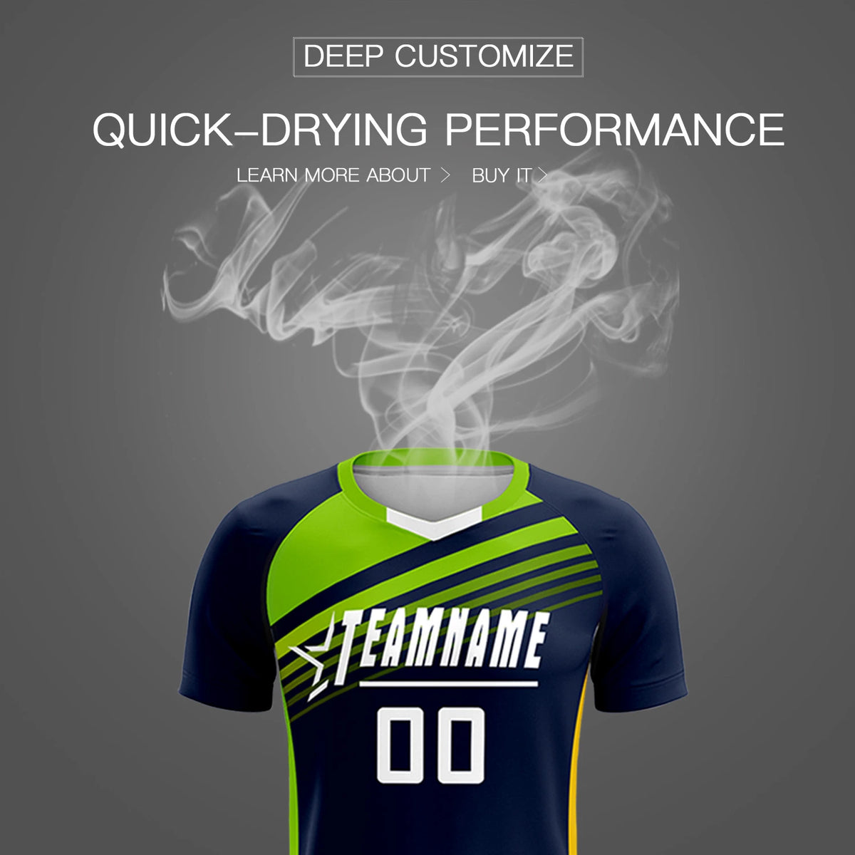 Custom Navy Neon Green-White Gradient Sport Soccer Sets Jersey