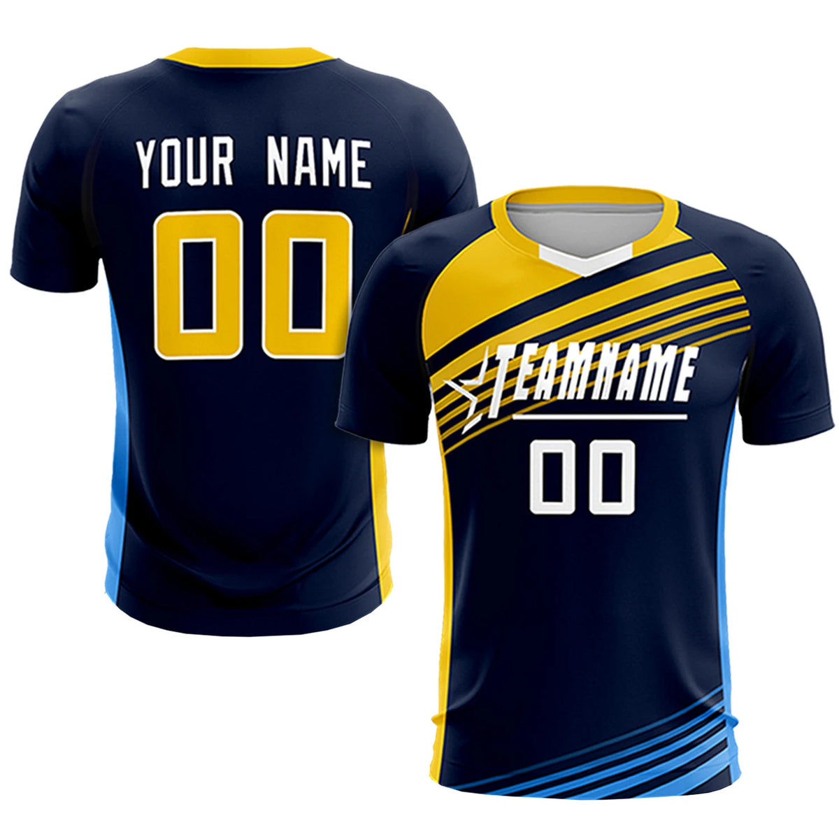 Custom Navy Gold-White Gradient Sport Soccer Sets Jersey