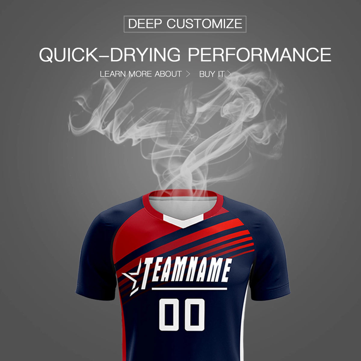 Custom Navy Red-White Gradient Sport Soccer Sets Jersey