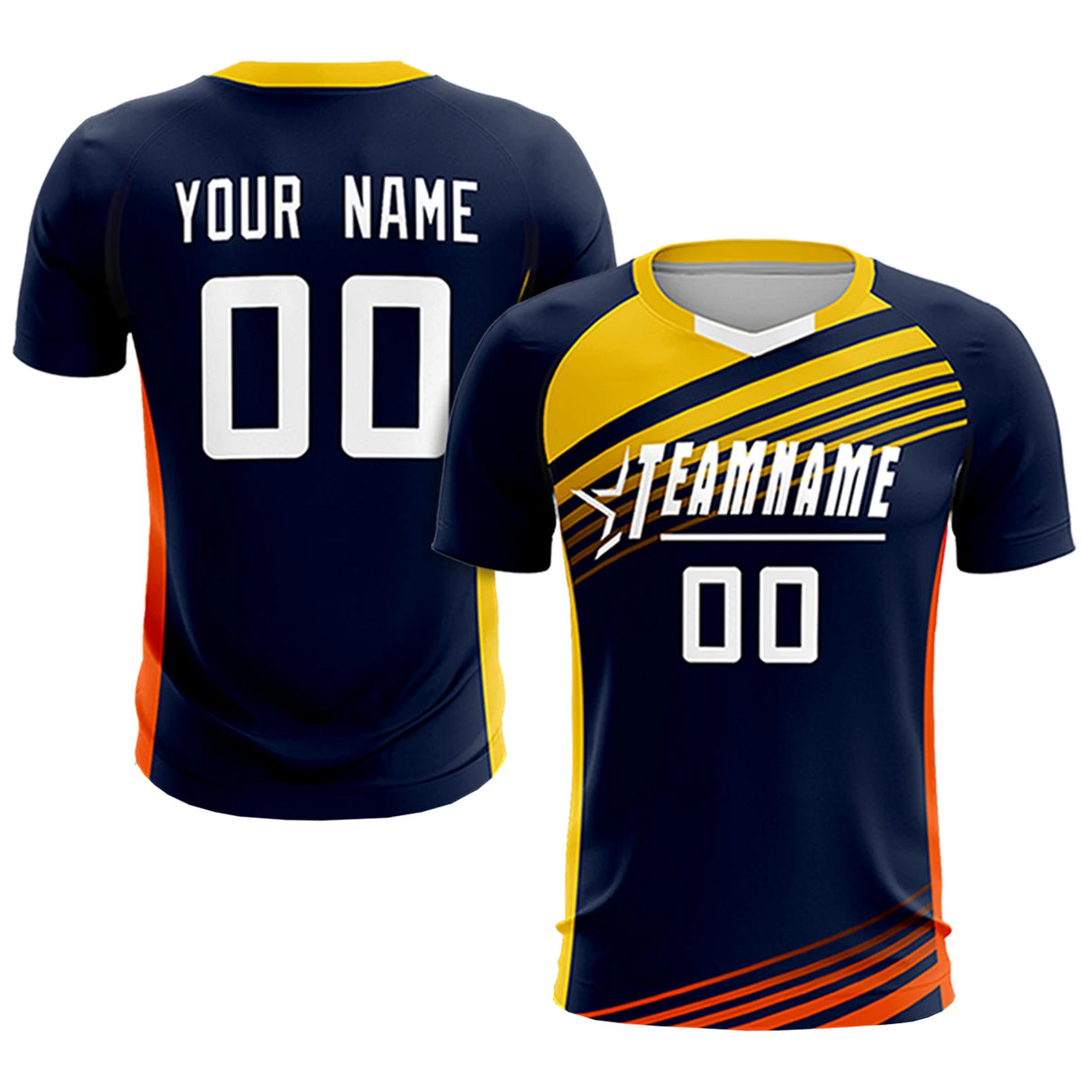 Custom Navy Gold-White Gradient Sport Soccer Sets Jersey