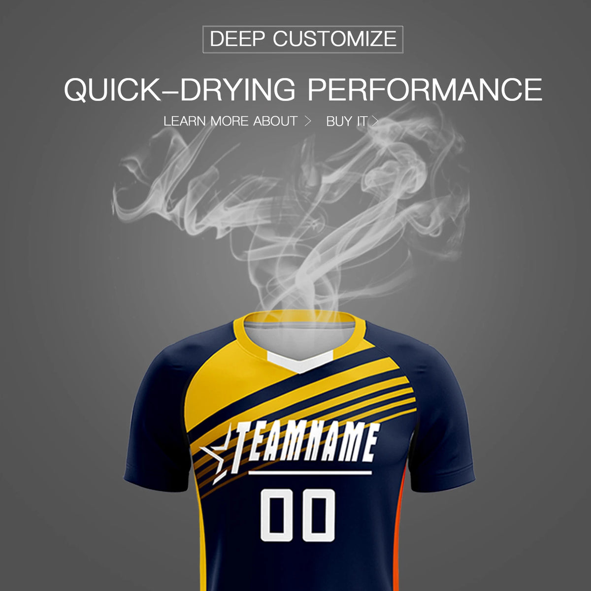 Custom Navy Gold-White Gradient Sport Soccer Sets Jersey