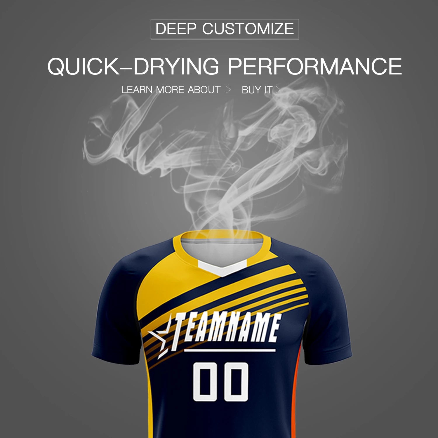 Custom Navy Gold-White Gradient Sport Soccer Sets Jersey