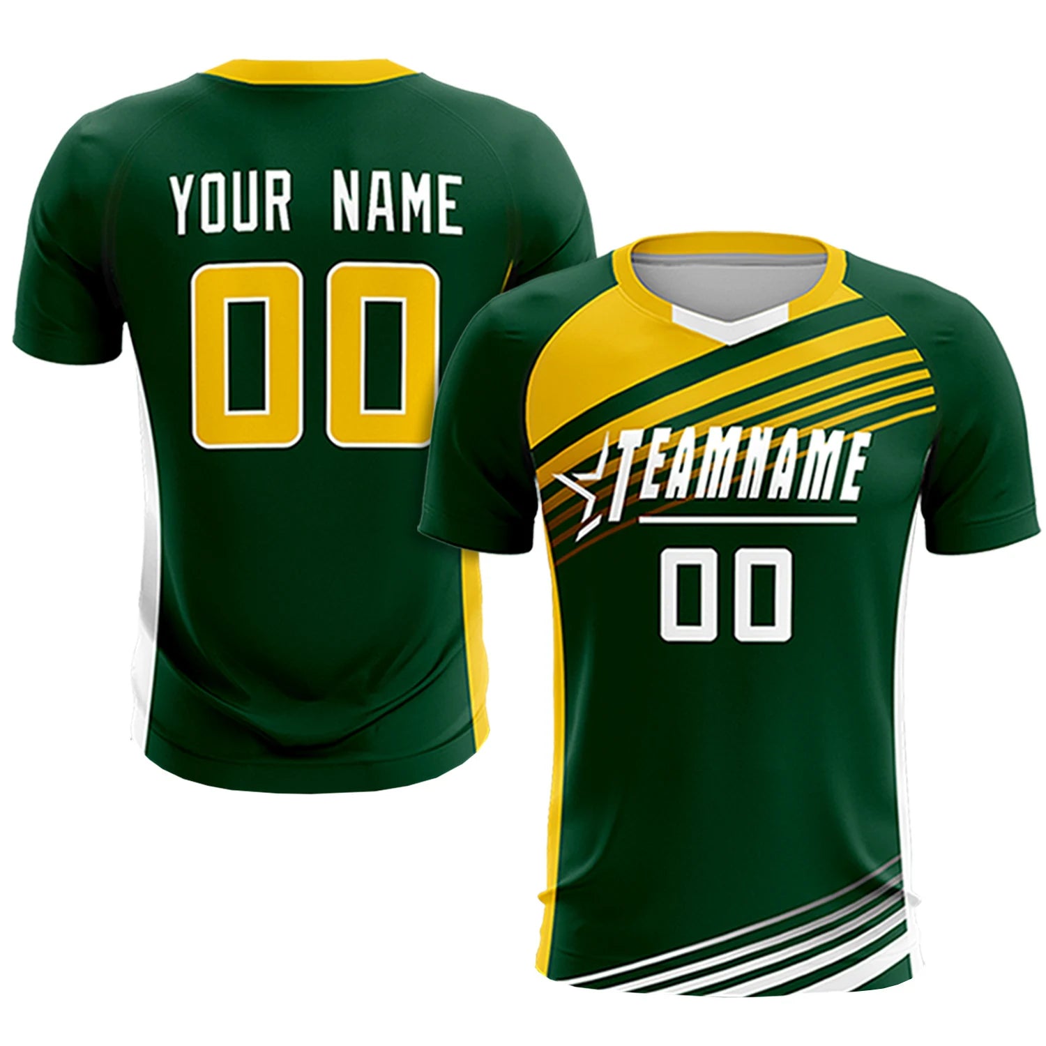 Custom Green Gold-White Gradient Sport Soccer Sets Jersey