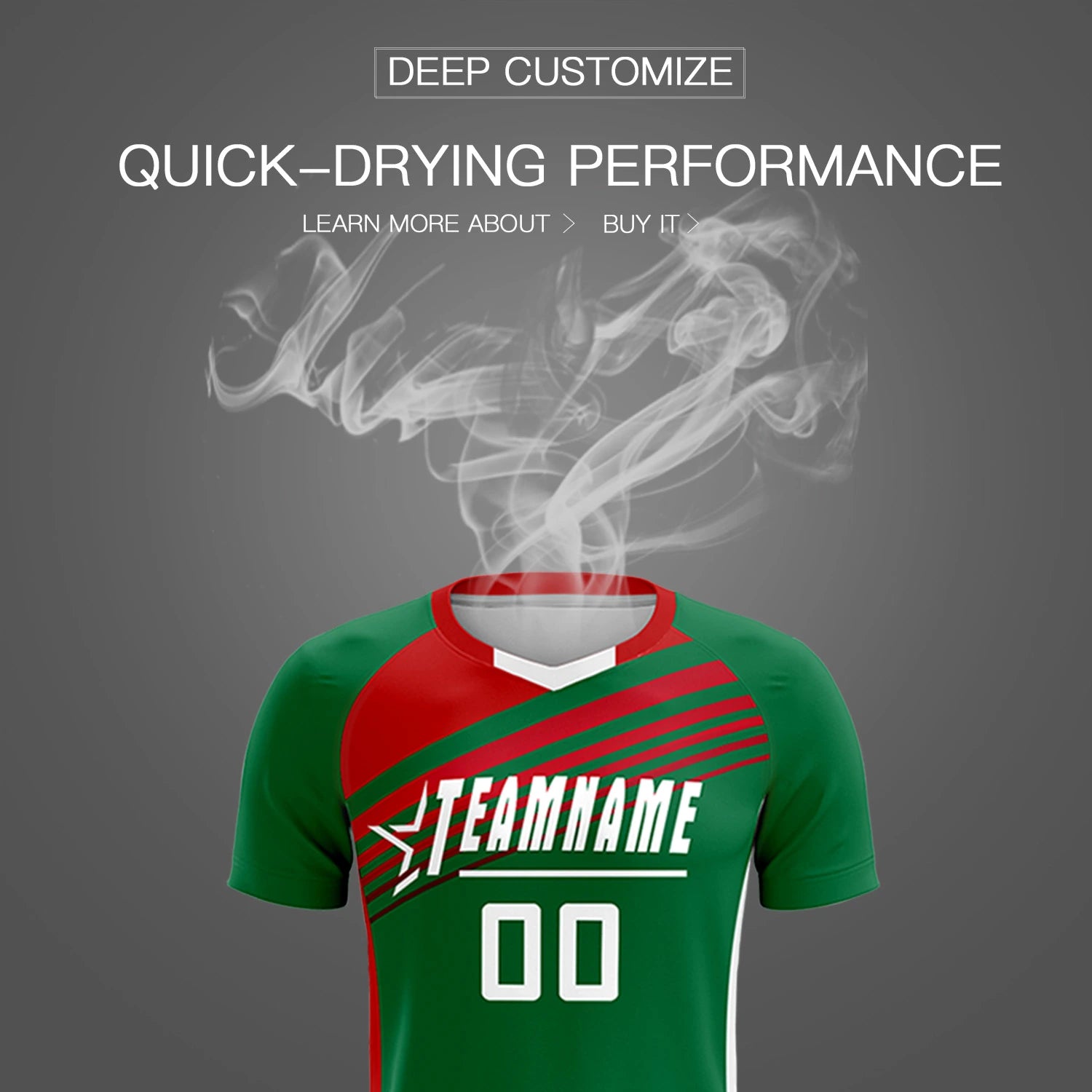 Custom Kelly Green Red-White Gradient Sport Soccer Sets Jersey