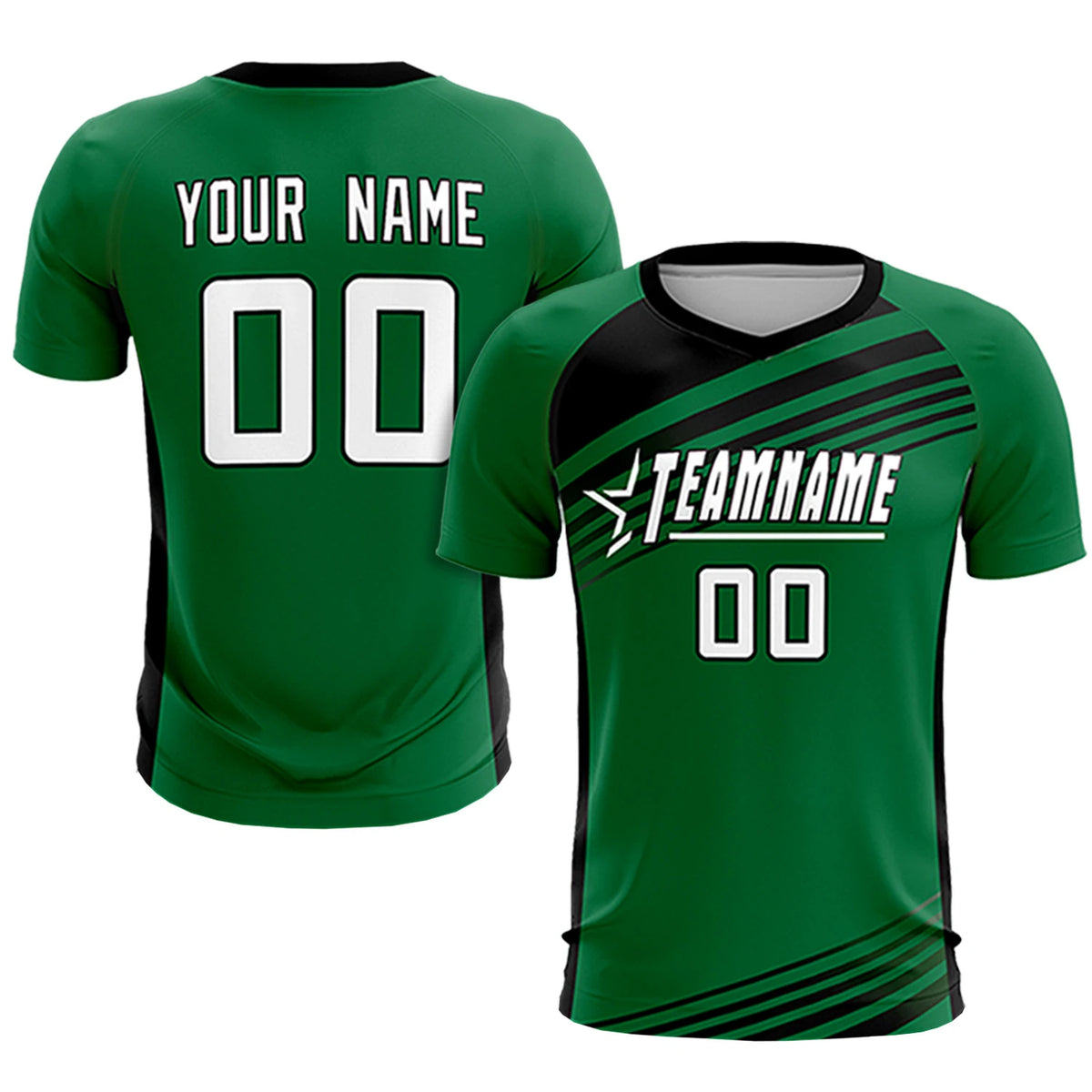 Custom Kelly Green Black-White Gradient Sport Soccer Sets Jersey