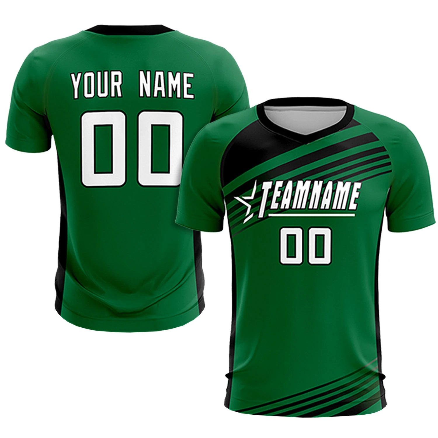 Custom Kelly Green Black-White Gradient Sport Soccer Sets Jersey