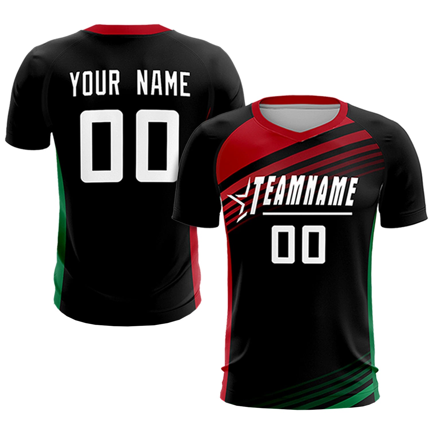 Custom Black Red-White Gradient Sport Soccer Sets Jersey