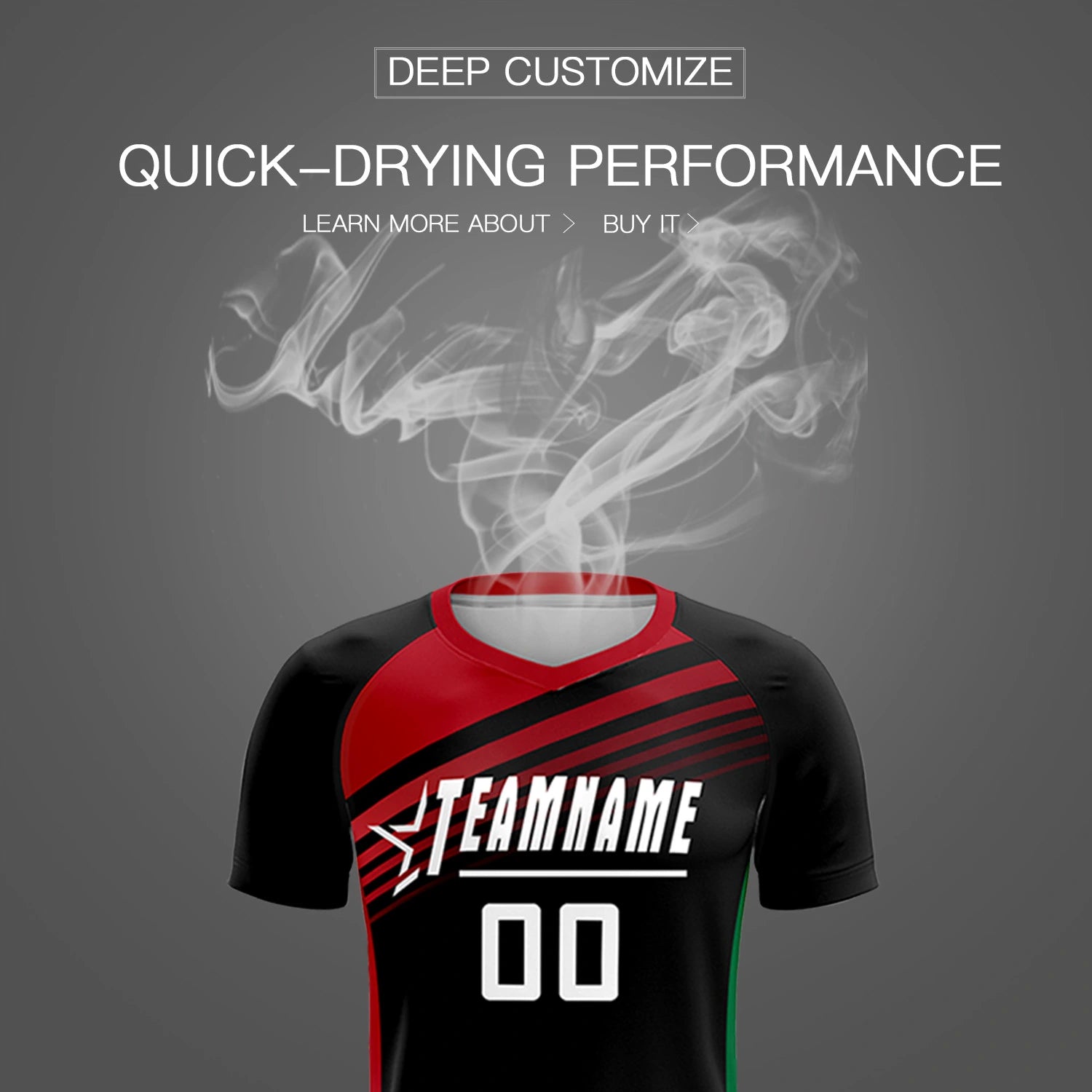 Custom Black Red-White Gradient Sport Soccer Sets Jersey