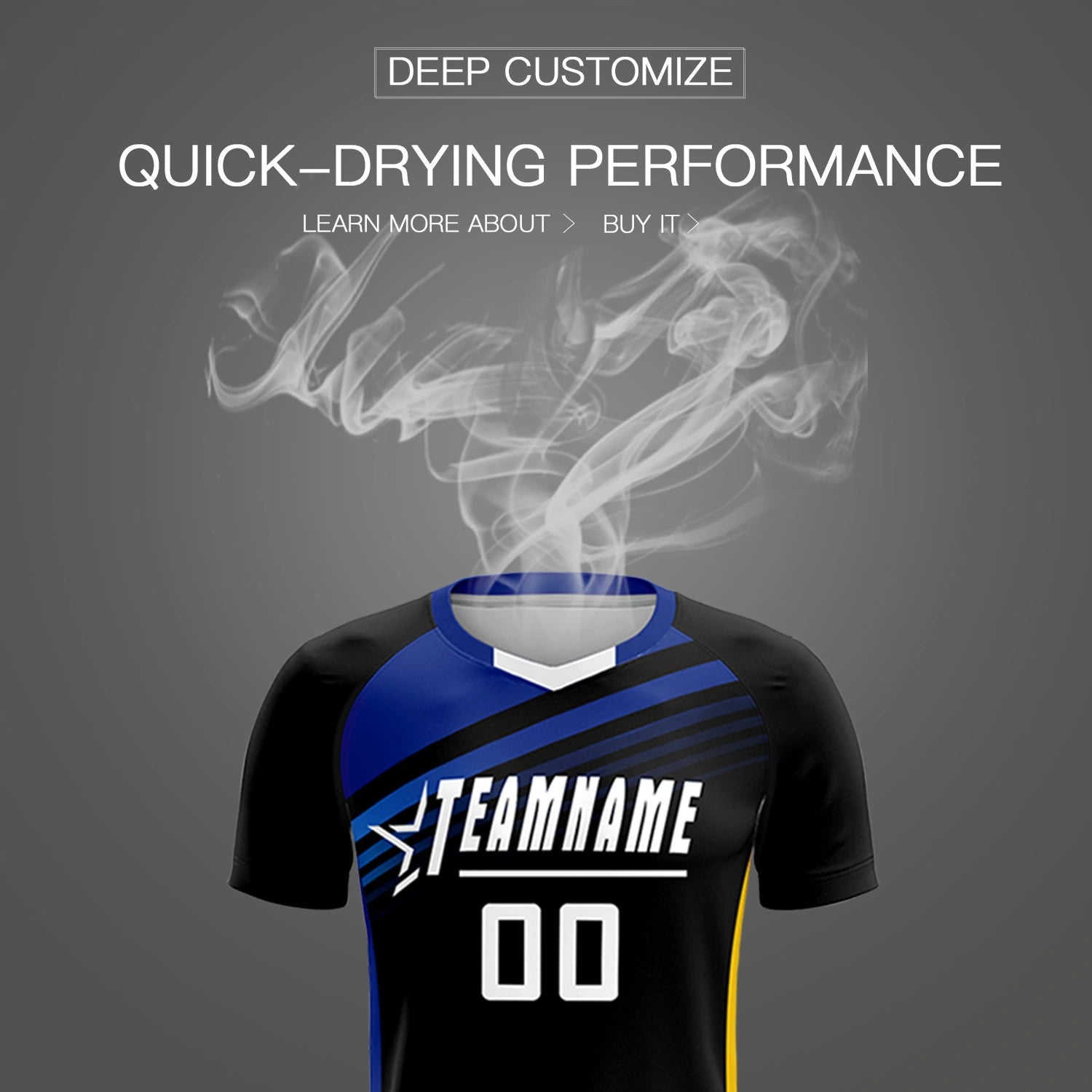 Custom Black Royal Blue-White Gradient Sport Soccer Sets Jersey