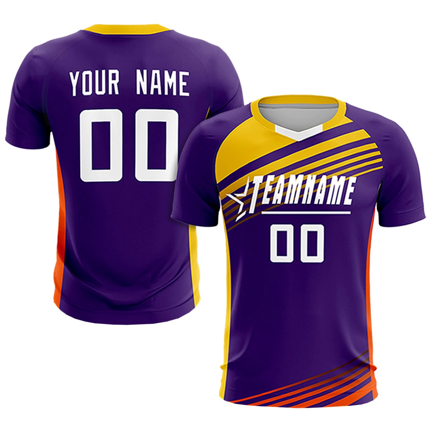 Custom Purple Gold-White Gradient Sport Soccer Sets Jersey