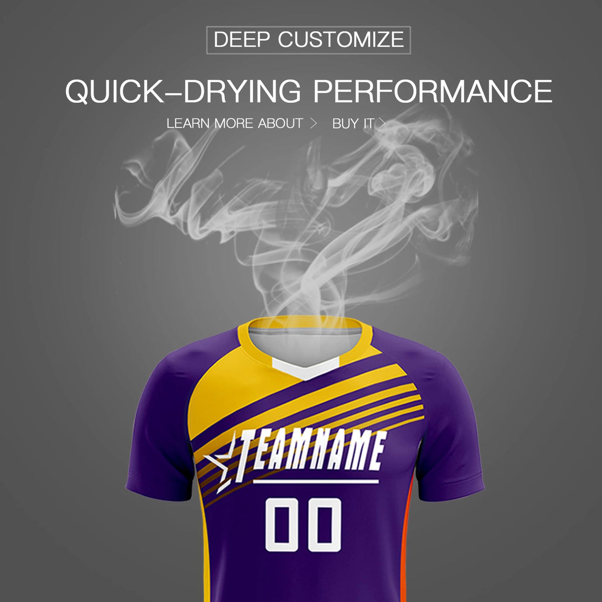Custom Purple Gold-White Gradient Sport Soccer Sets Jersey