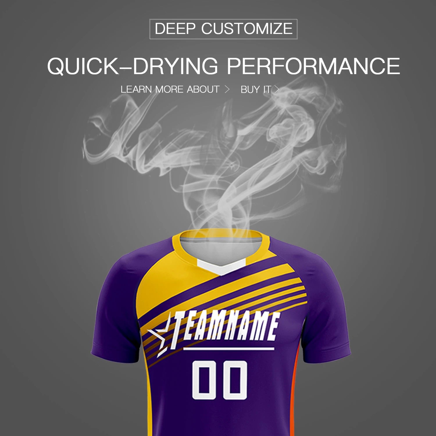 Custom Purple Gold-White Gradient Sport Soccer Sets Jersey