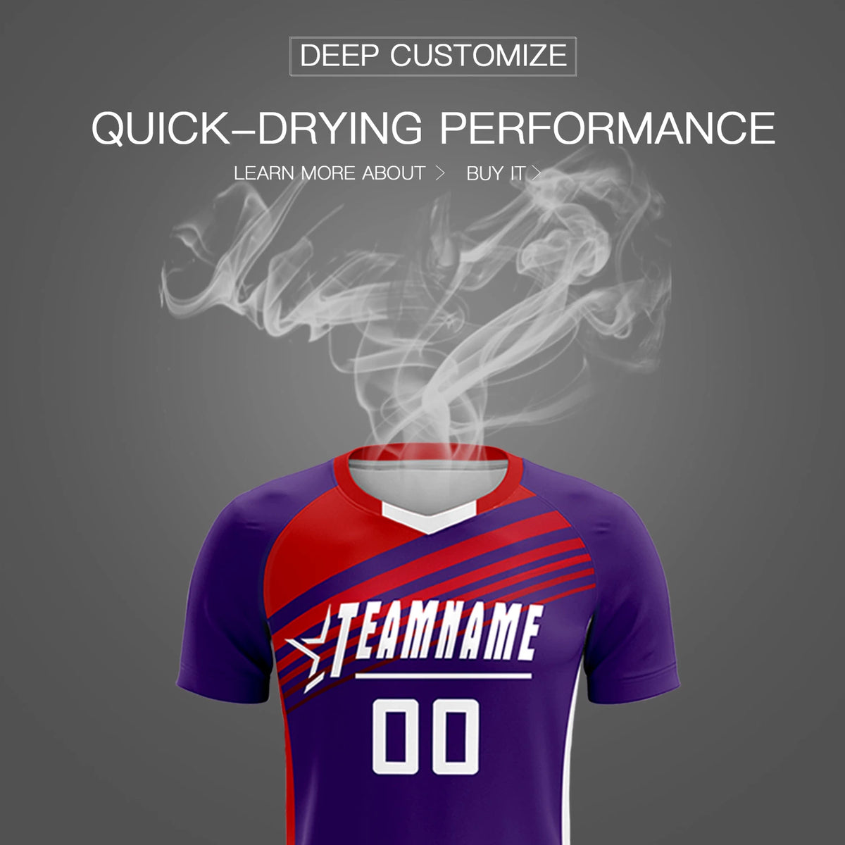 Custom Purple Red-White Gradient Sport Soccer Sets Jersey