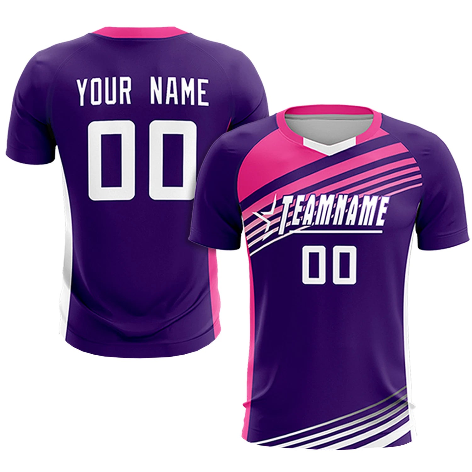 Custom Purple Pink-White Gradient Sport Soccer Sets Jersey