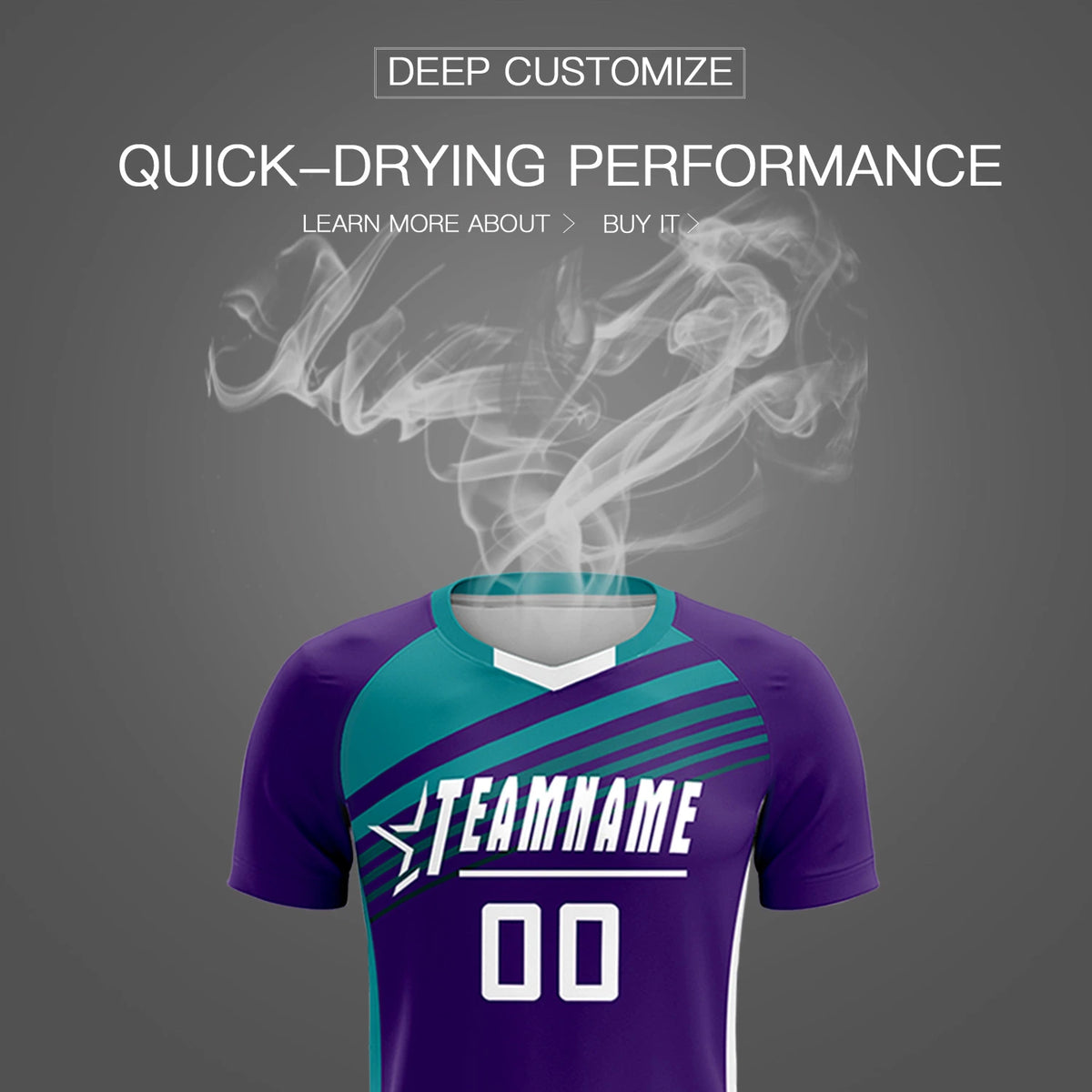 Custom Purple Aqua-White Gradient Sport Soccer Sets Jersey