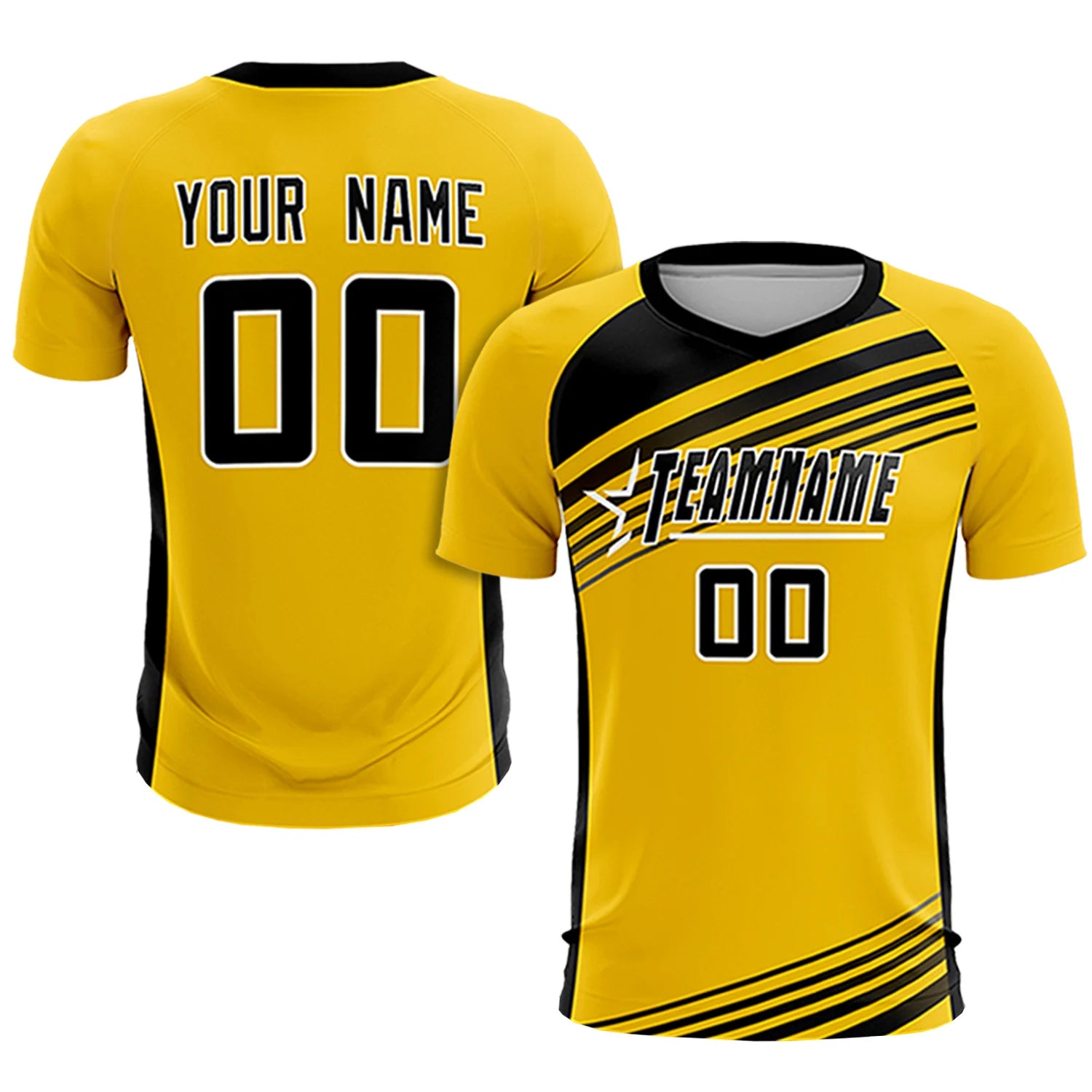 Custom Yellow Black Gradient Sport Soccer Sets Jersey