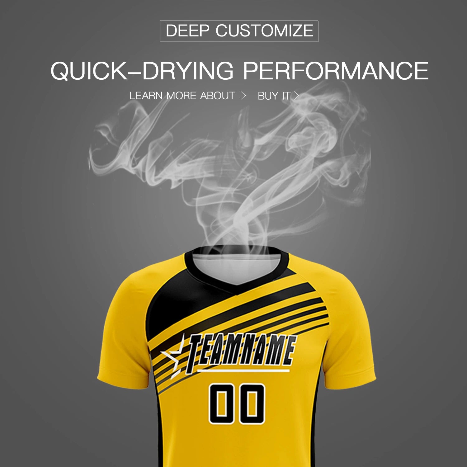 Custom Yellow Black Gradient Sport Soccer Sets Jersey