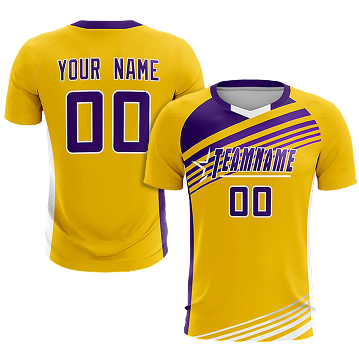 Custom Yellow Purple Gradient Sport Soccer Sets Jersey