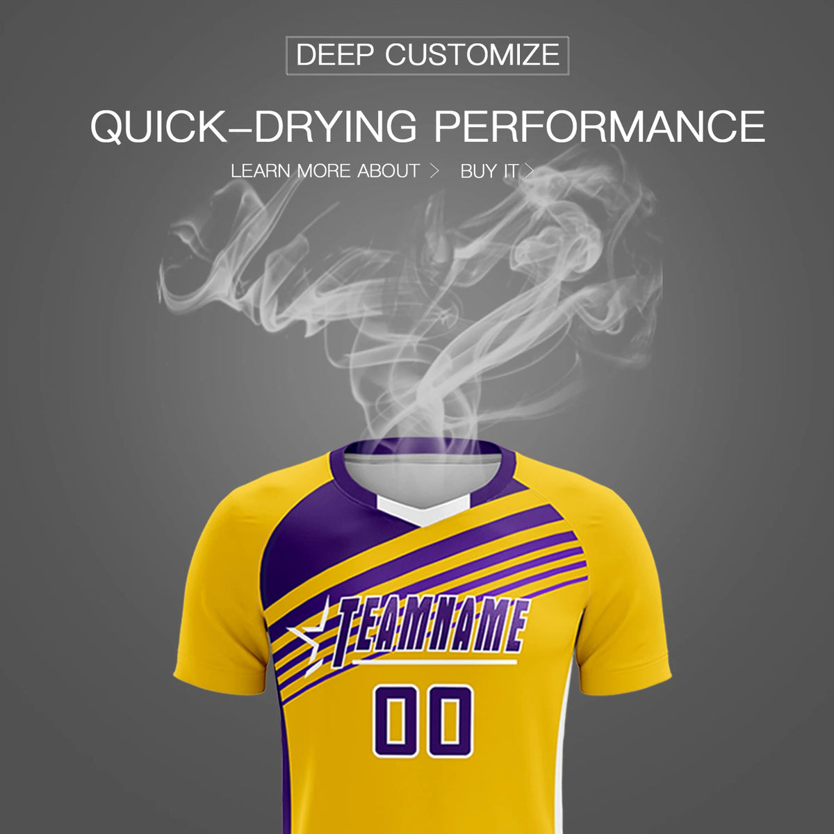 Custom Yellow Purple Gradient Sport Soccer Sets Jersey