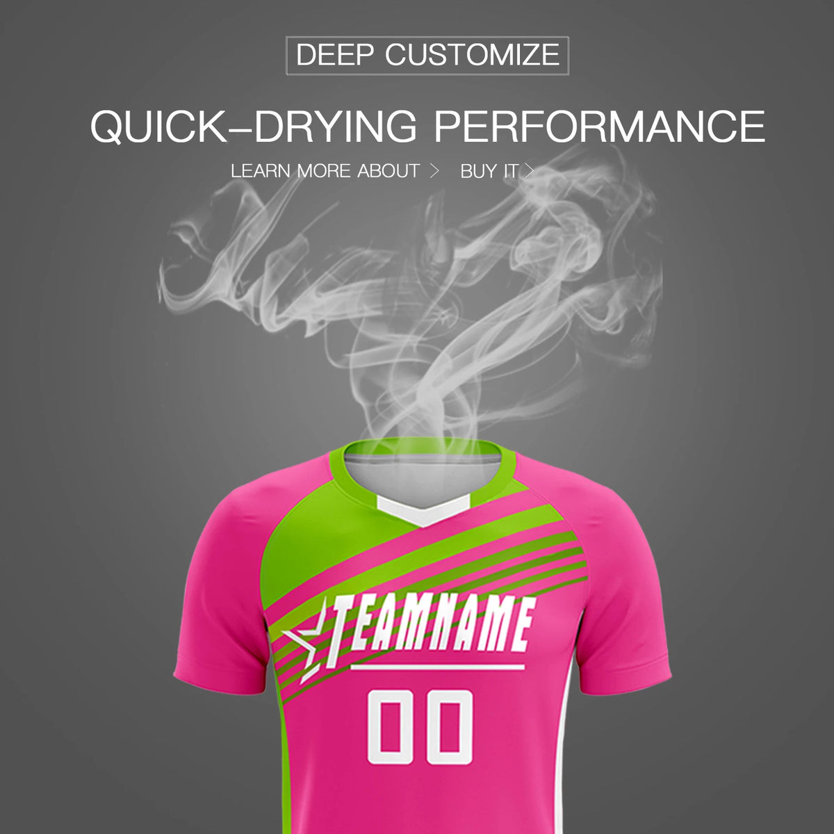 Custom Pink Neon Green Gradient Sport Soccer Sets Jersey