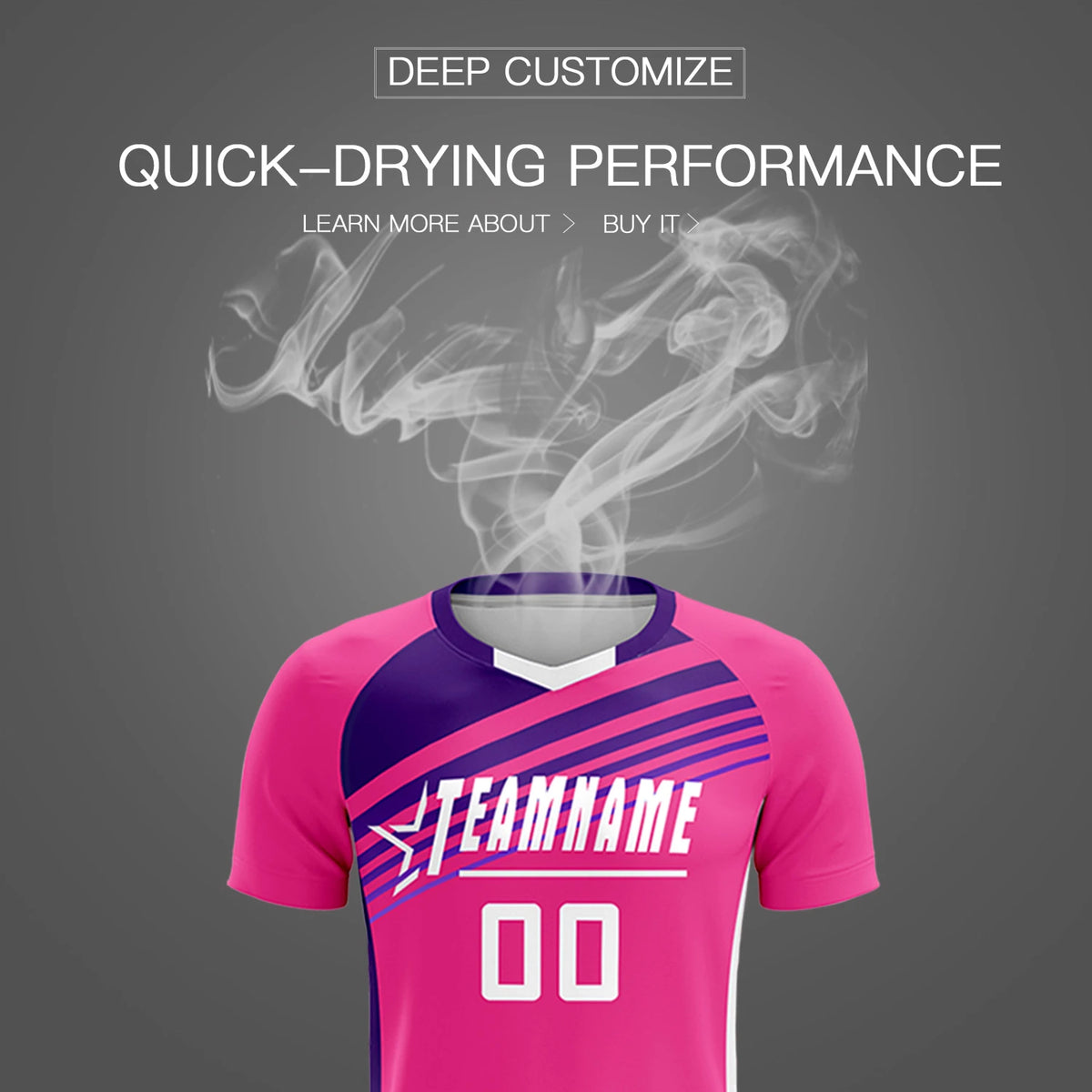 Custom Pink Purple Gradient Sport Soccer Sets Jersey