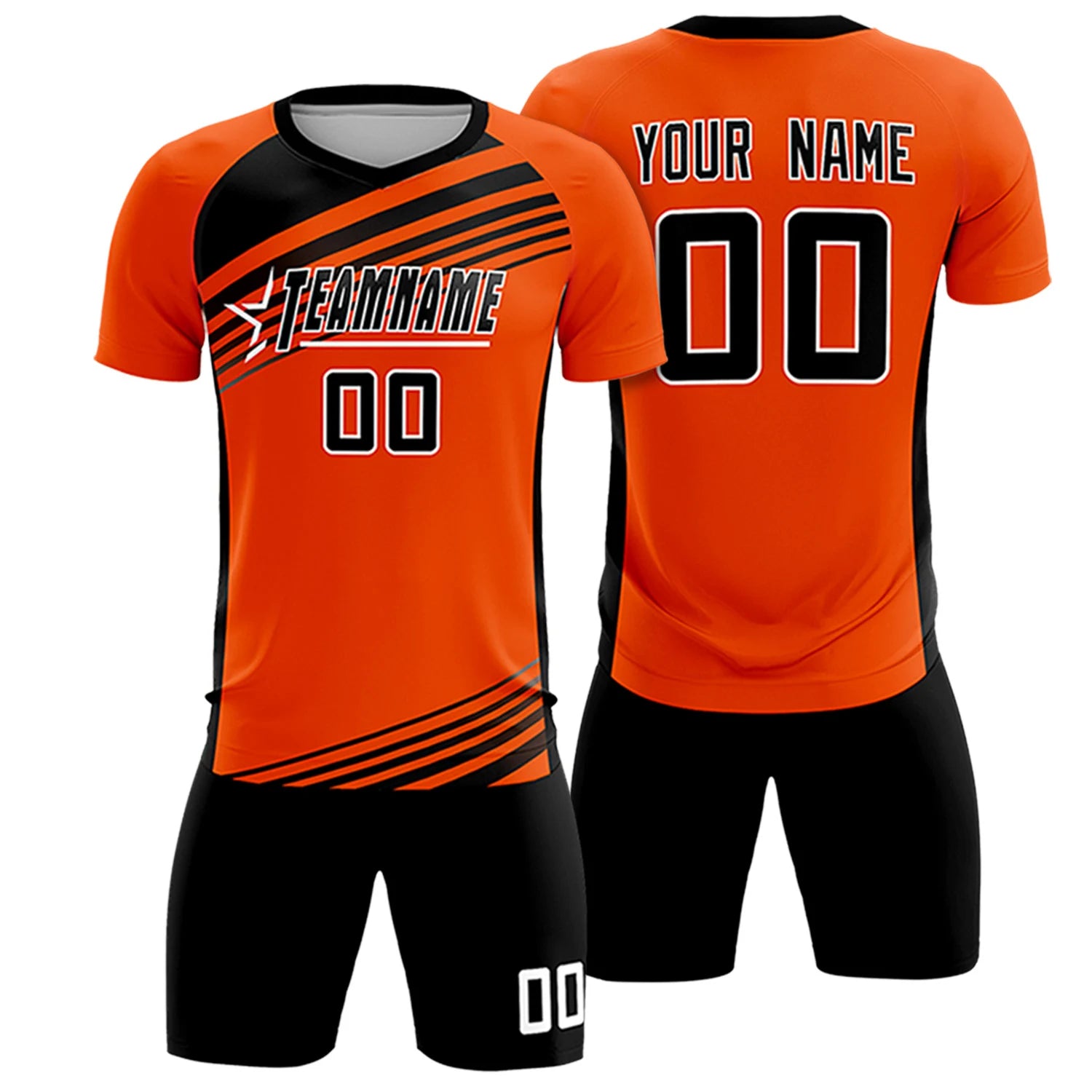 Custom Orange Black Gradient Sport Soccer Sets Jersey