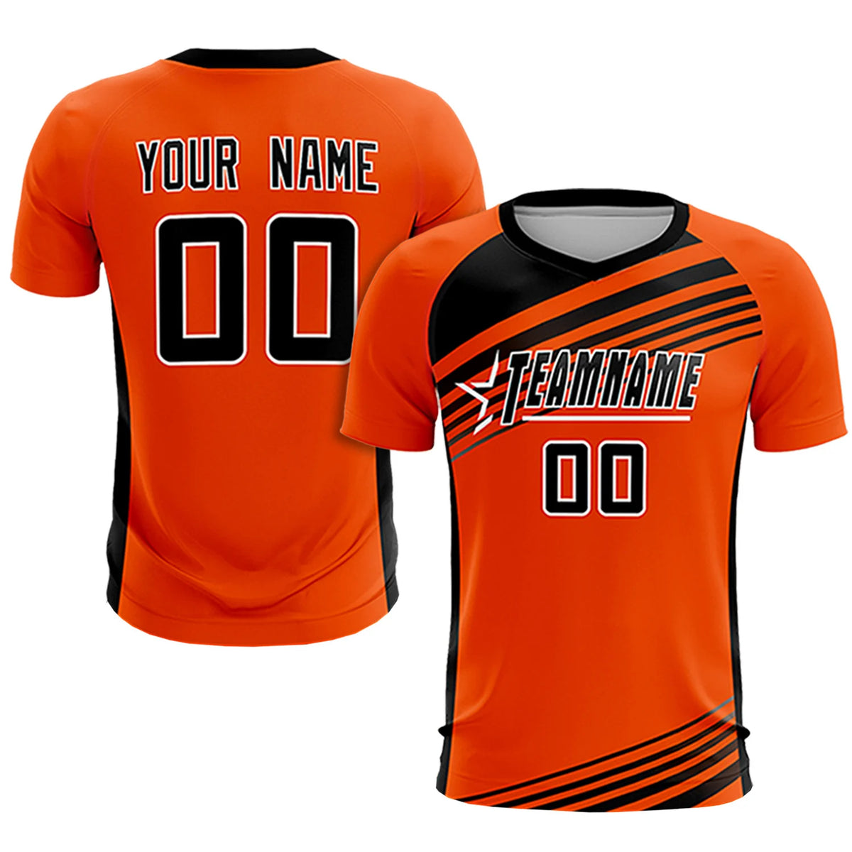 Custom Orange Black Gradient Sport Soccer Sets Jersey