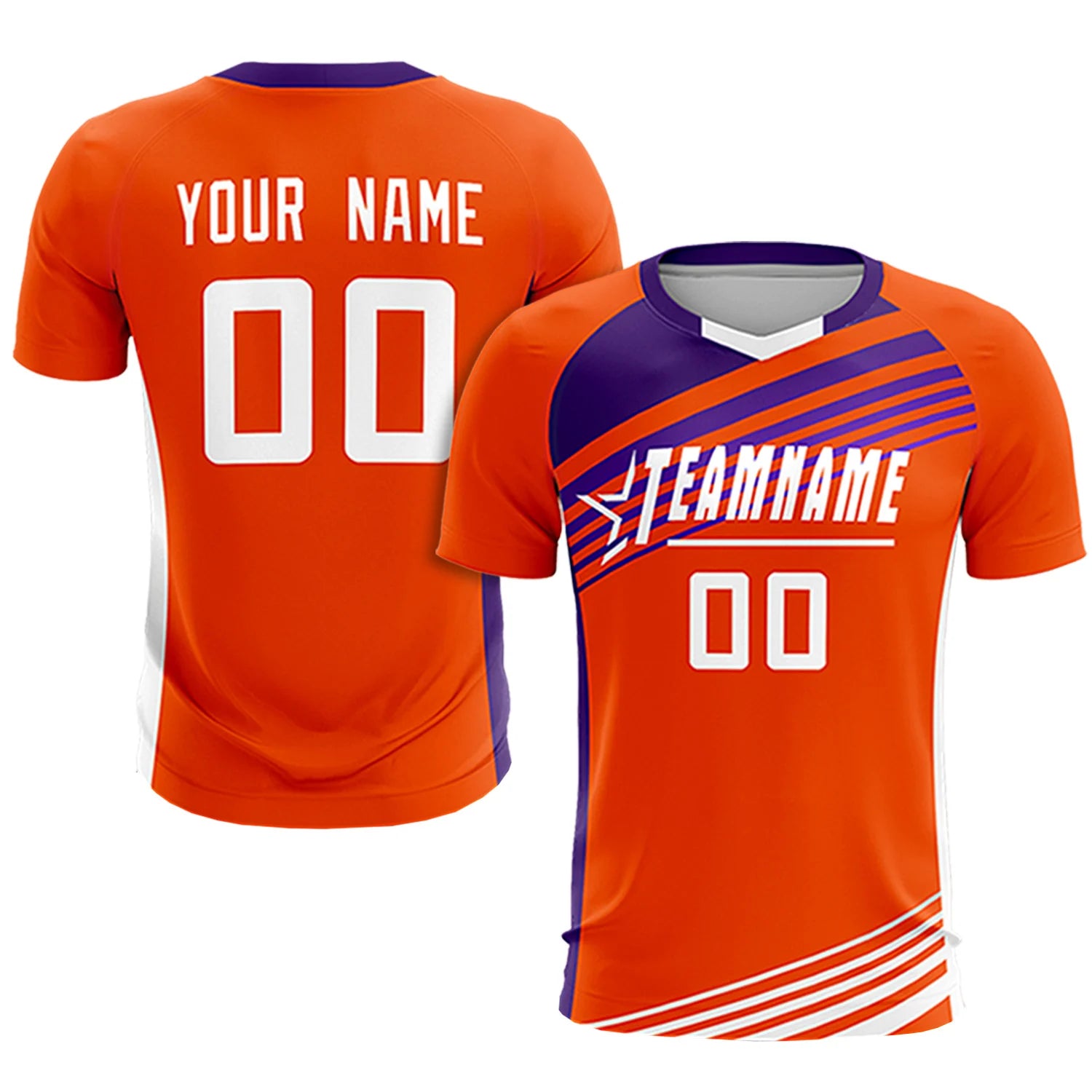 Custom Orange Purple-White Gradient Sport Soccer Sets Jersey