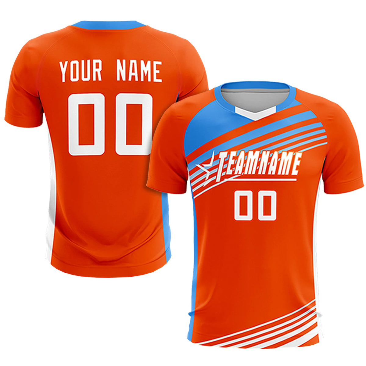 Custom Orange Powder Blue-White Gradient Sport Soccer Sets Jersey