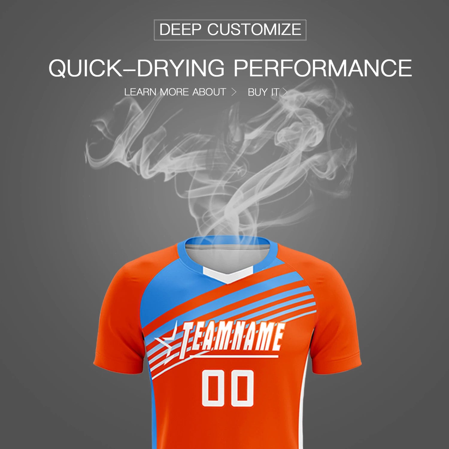 Custom Orange Powder Blue-White Gradient Sport Soccer Sets Jersey