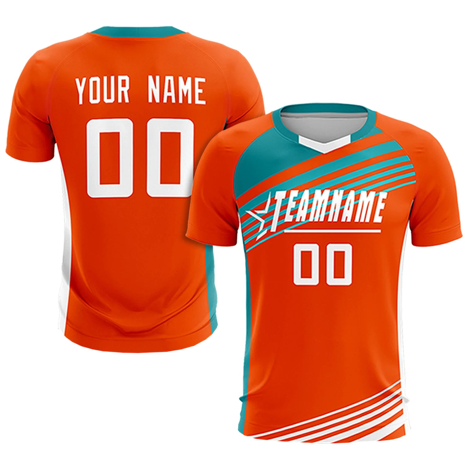 Custom Orange Aqua-White Gradient Sport Soccer Sets Jersey