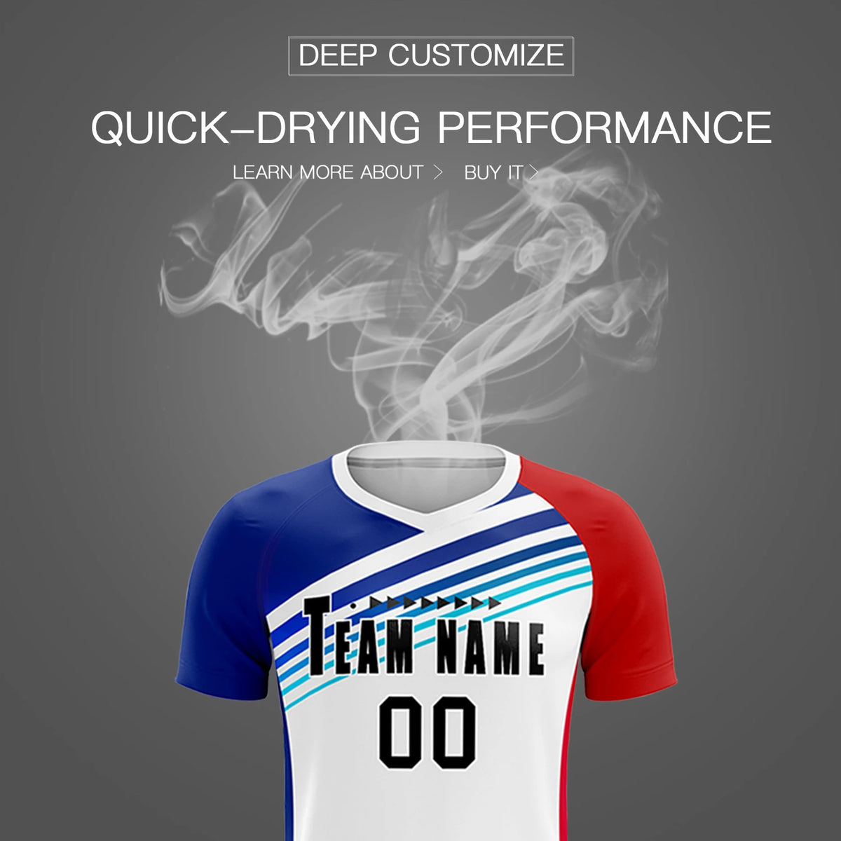 Custom White Royal Blue-Red Gradient Sport Soccer Sets Jersey