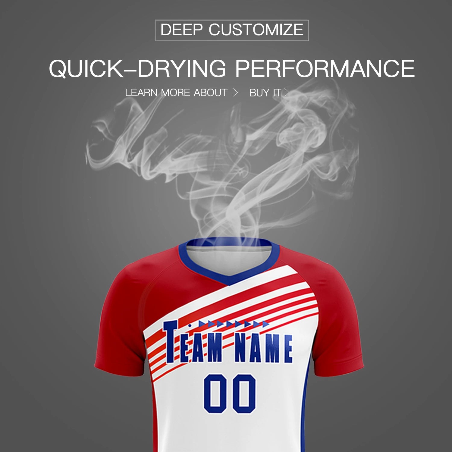 Custom White Red-Royal Blue Gradient Sport Soccer Sets Jersey