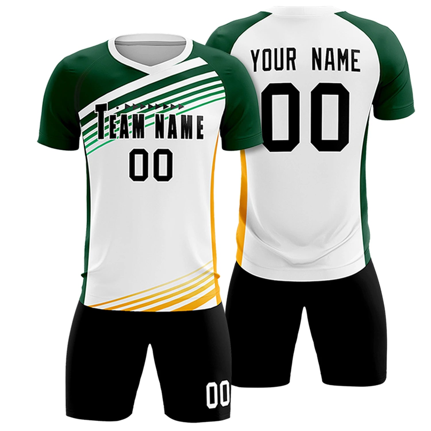 Custom White Green-Black Gradient Sport Soccer Sets Jersey