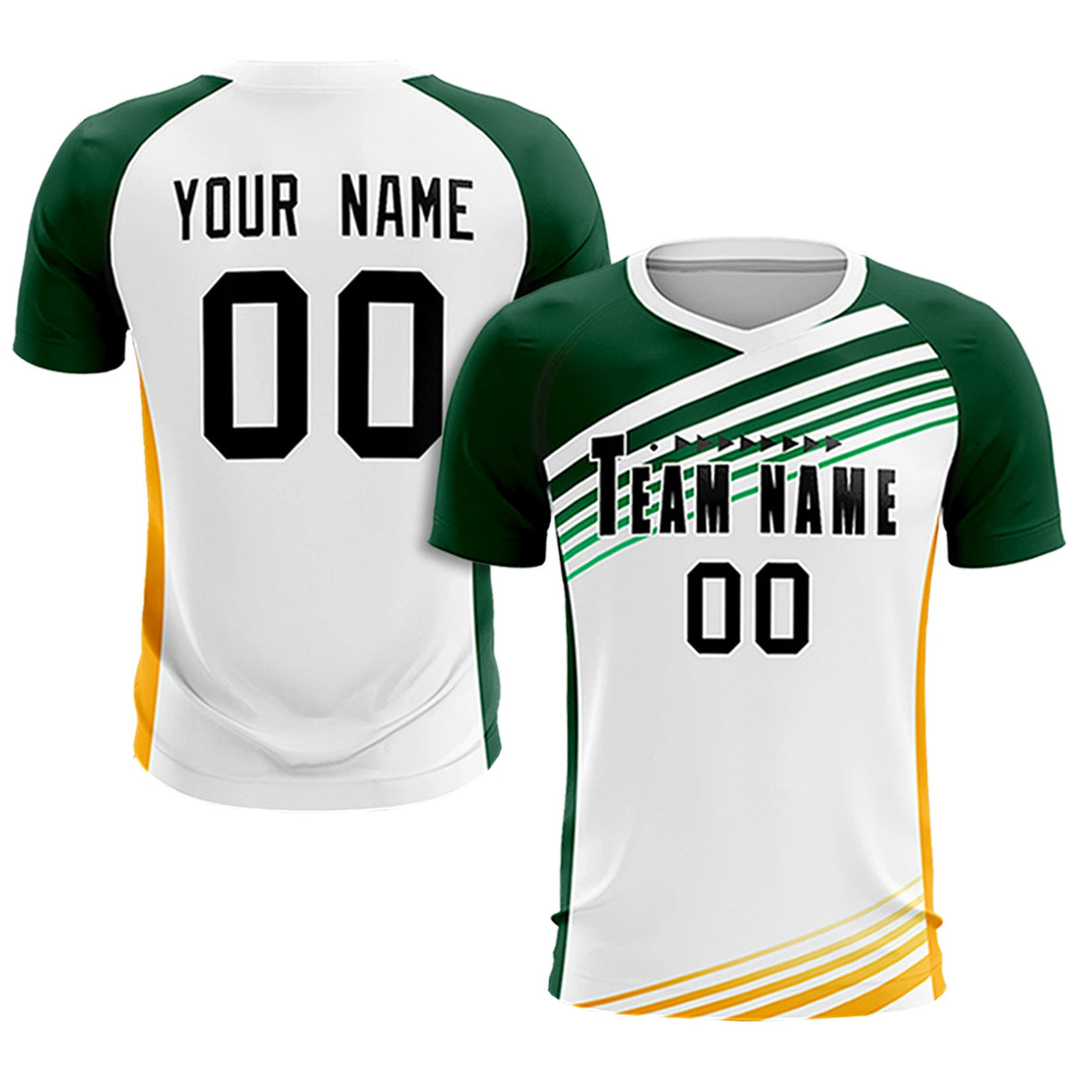 Custom White Green-Black Gradient Sport Soccer Sets Jersey
