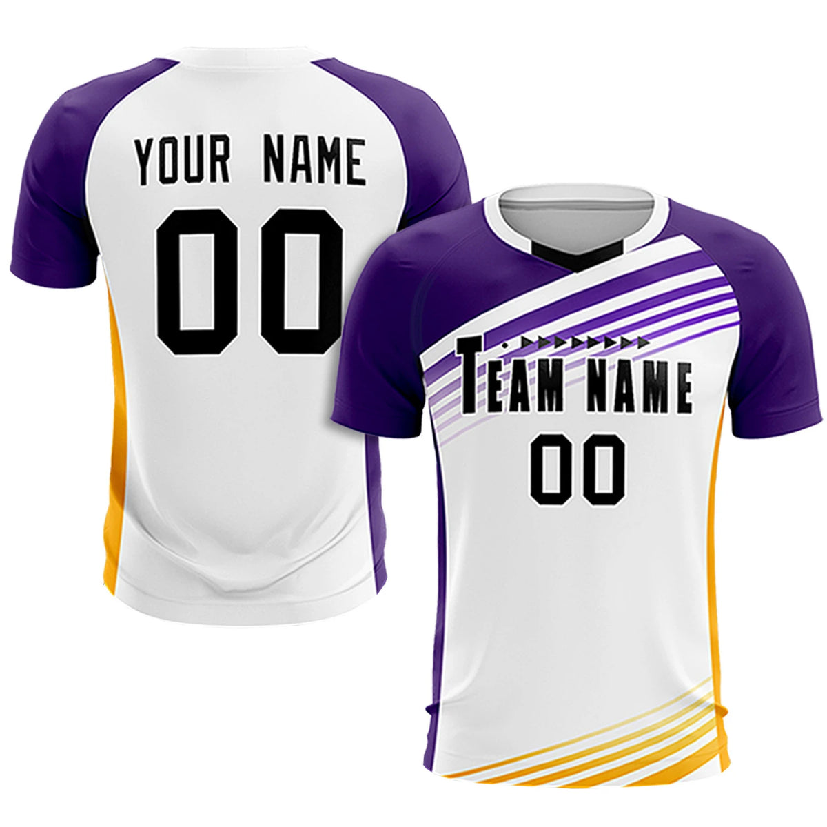 Custom White Purple-Black Gradient Sport Soccer Sets Jersey