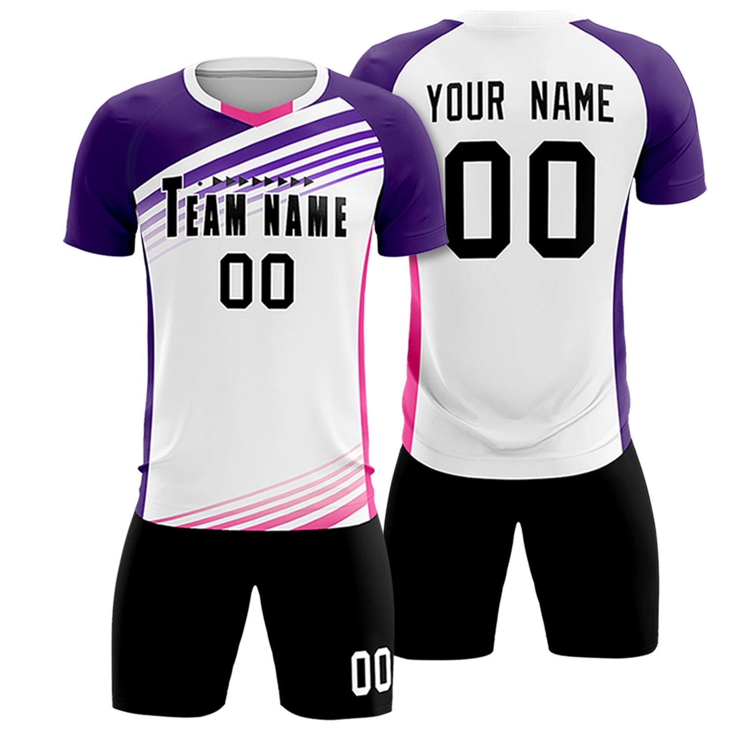 Custom White Purple-Black Gradient Sport Soccer Sets Jersey