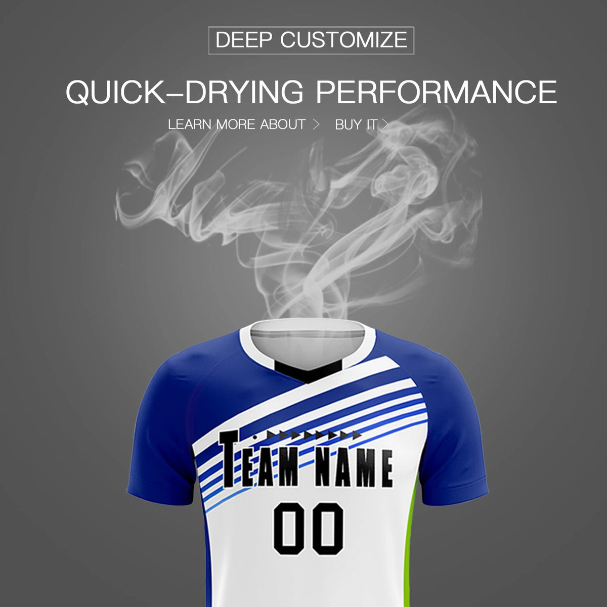 Custom White Royal Blue-Black Gradient Sport Soccer Sets Jersey