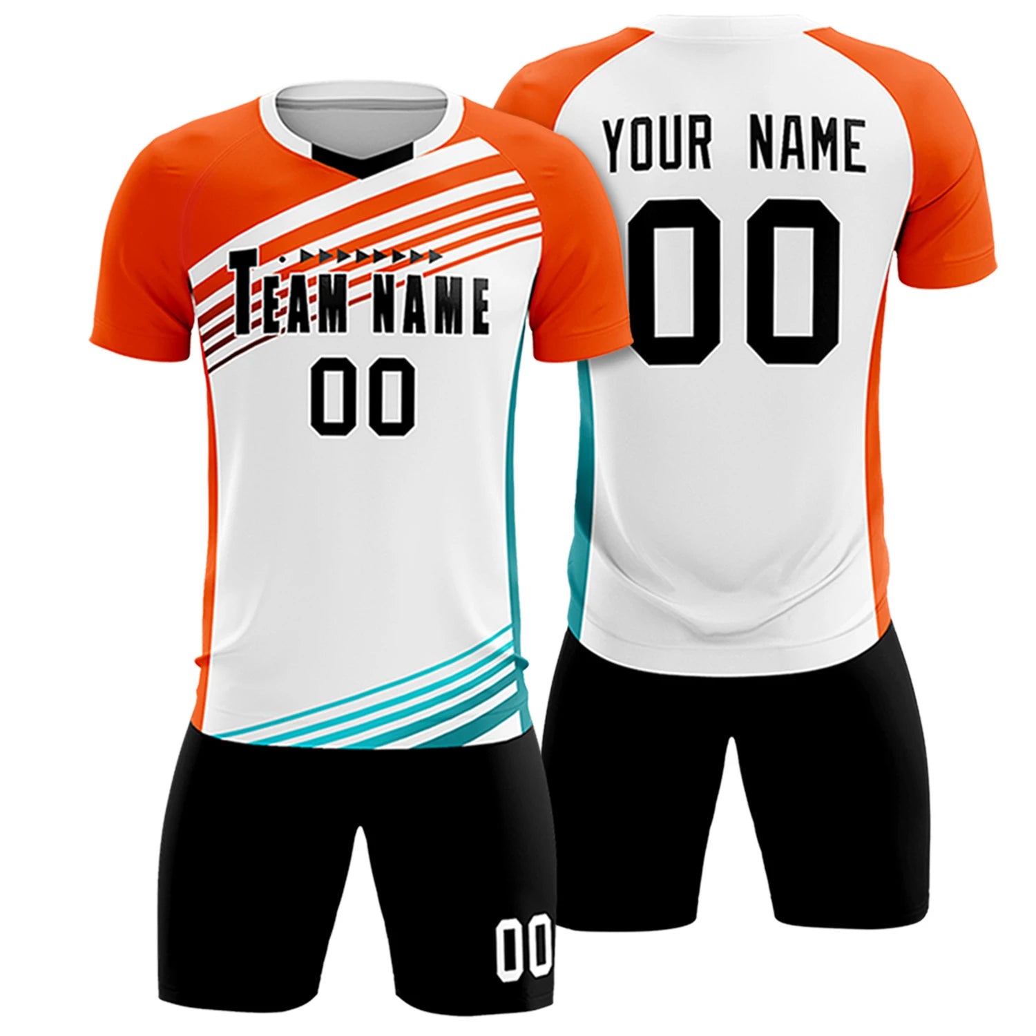 Custom White Orange-Black Gradient Sport Soccer Sets Jersey