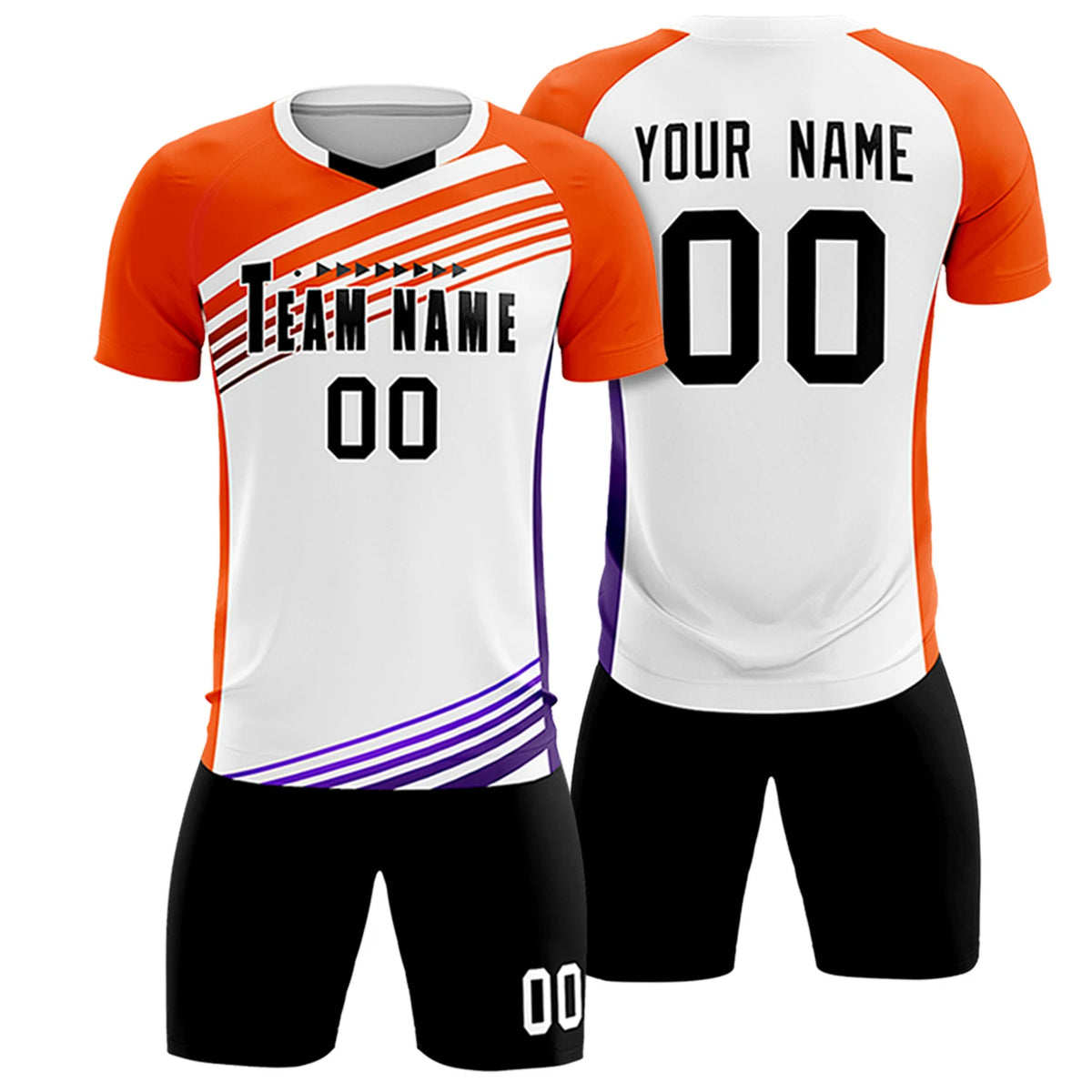 Custom White Orange-Black Gradient Sport Soccer Sets Jersey