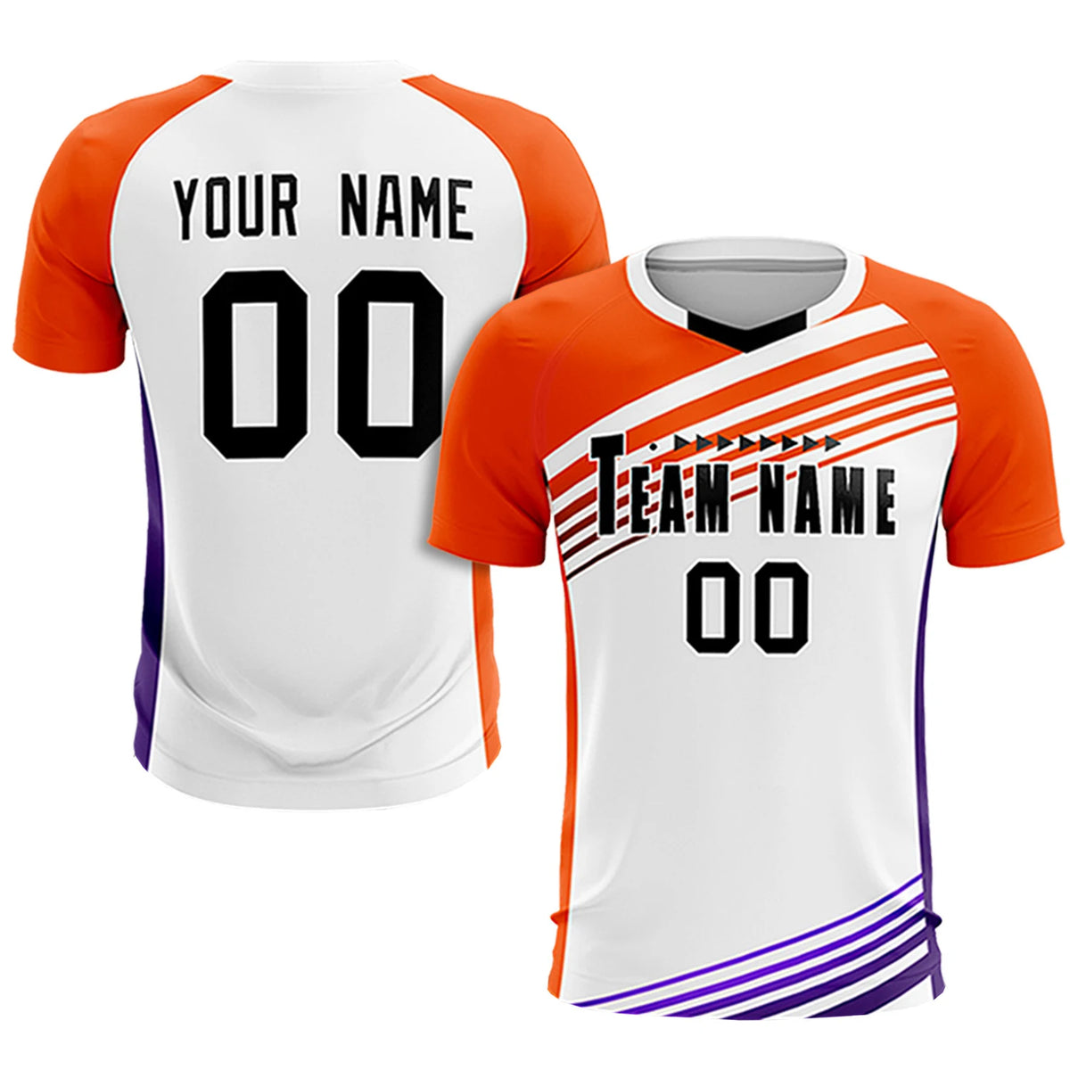 Custom White Orange-Black Gradient Sport Soccer Sets Jersey
