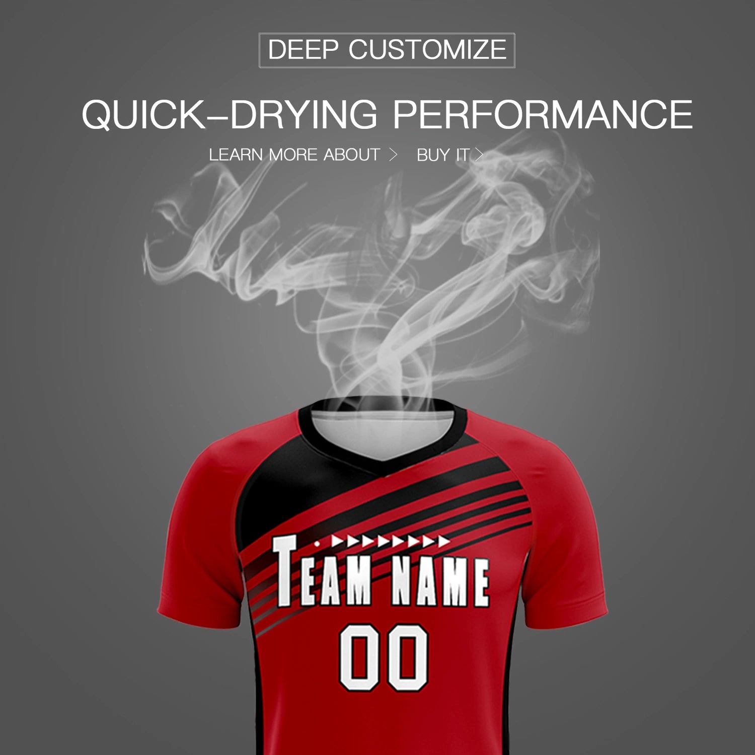 Custom Red Black-White Gradient Sport Soccer Sets Jersey