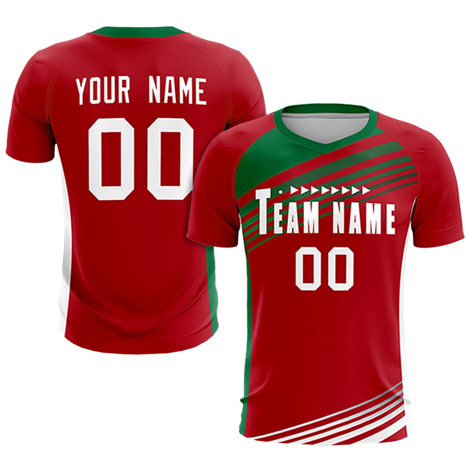 Custom Red Kelly Green-White Gradient Sport Soccer Sets Jersey