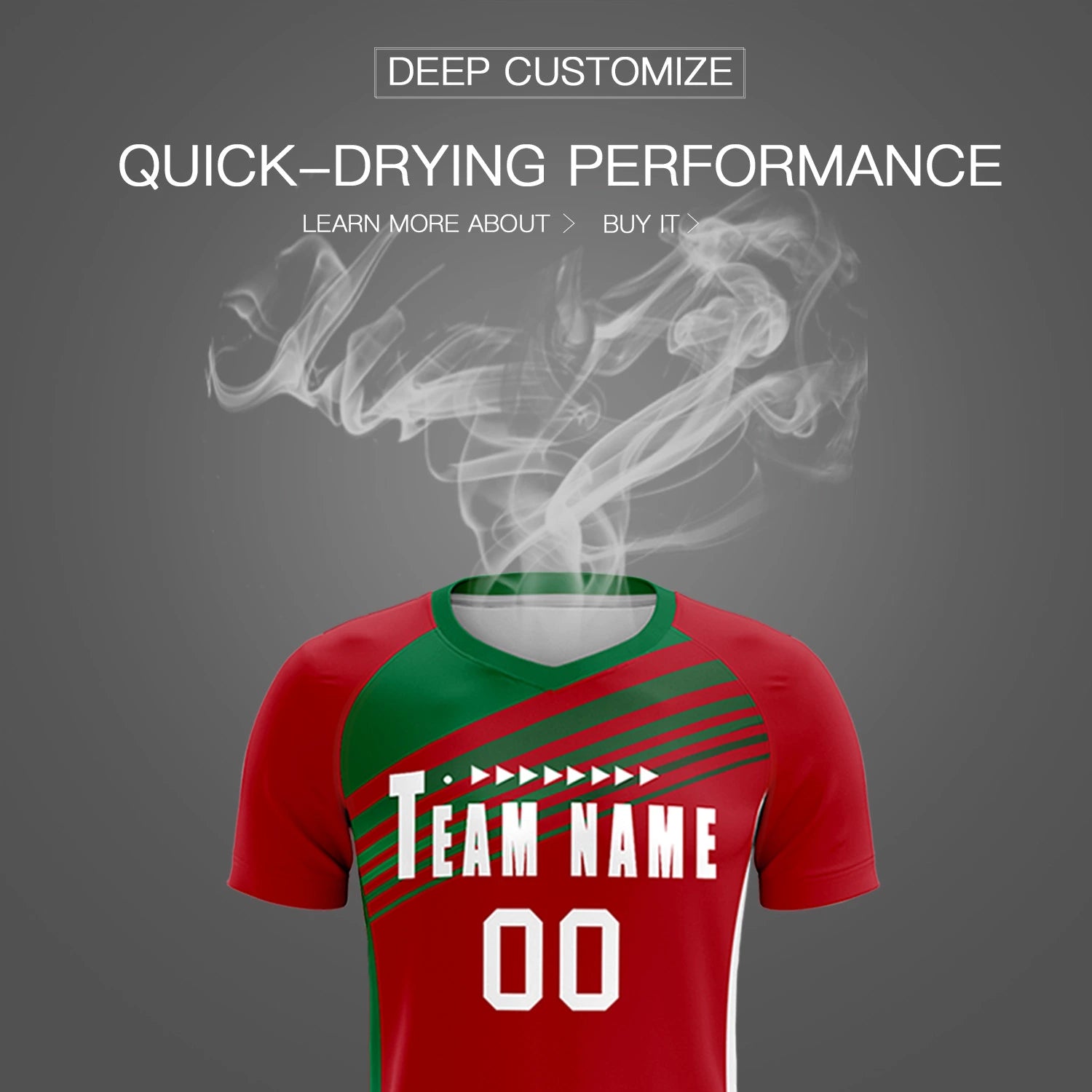 Custom Red Kelly Green-White Gradient Sport Soccer Sets Jersey