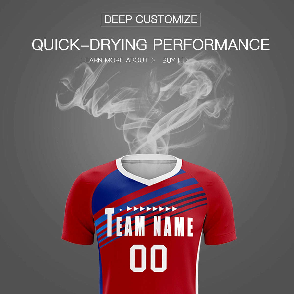 Custom Red Royal Blue-White Gradient Sport Soccer Sets Jersey