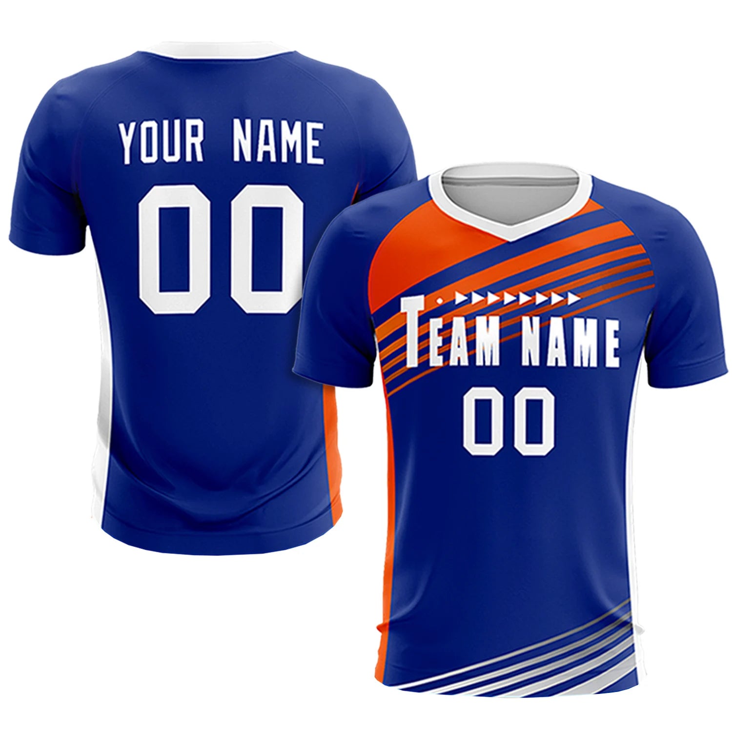 Custom Royal Blue Orange-White Gradient Sport Soccer Sets Jersey
